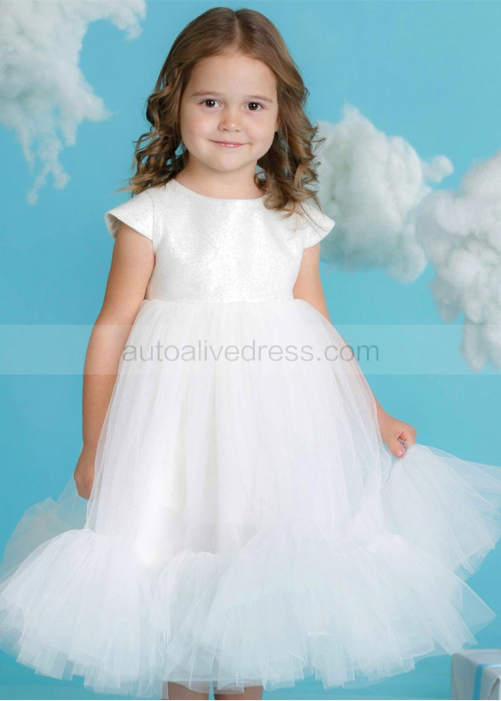 Ivory Glitter Flower Girl Dress Communion Dress